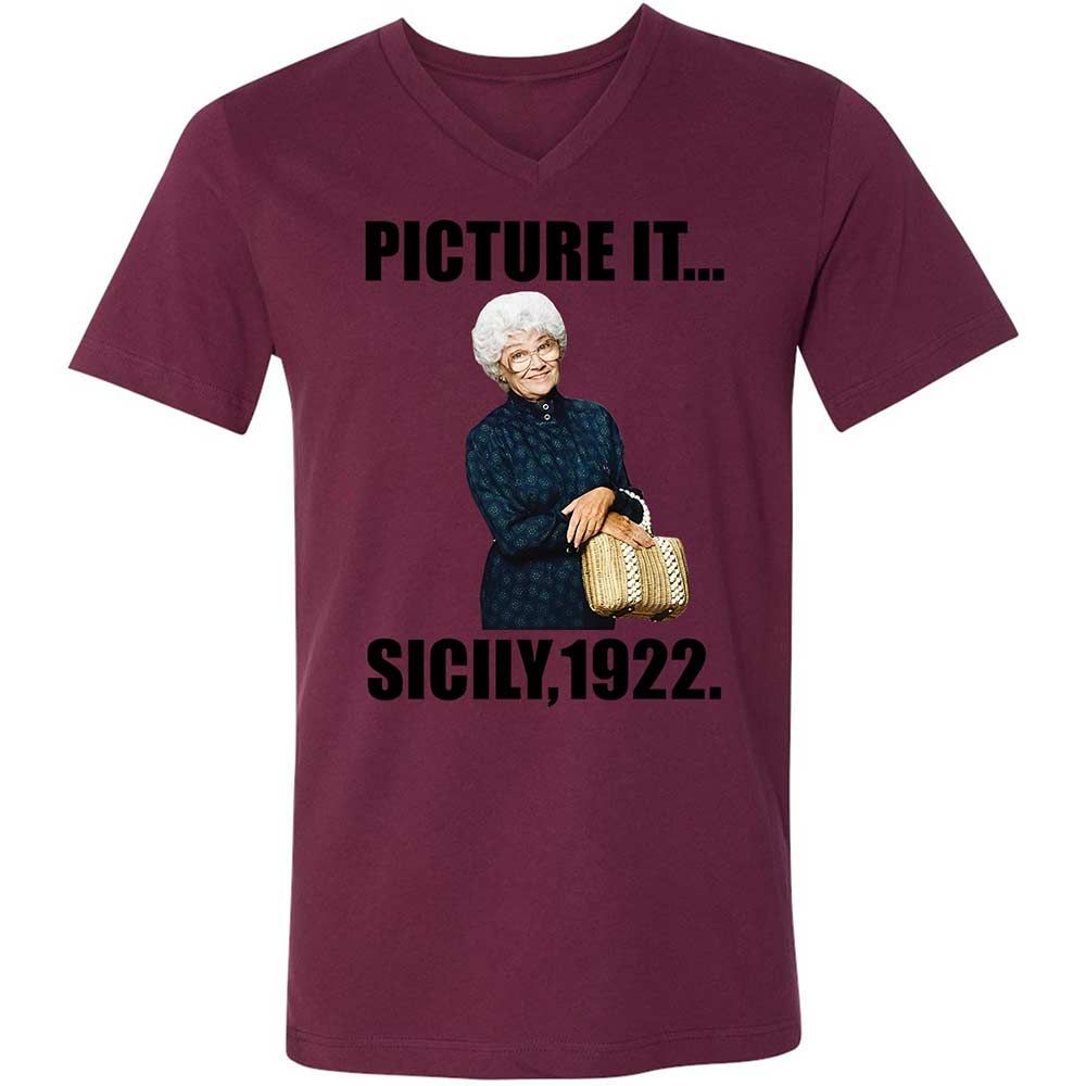 Unisex V-Neck T-Shirt - HHEW922S - Maroon - 14