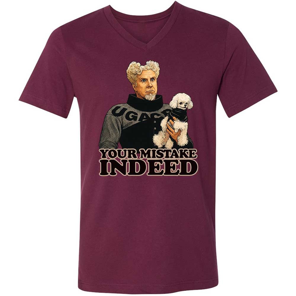 Unisex V-Neck T-Shirt - R2H6GNGE - Maroon - 14