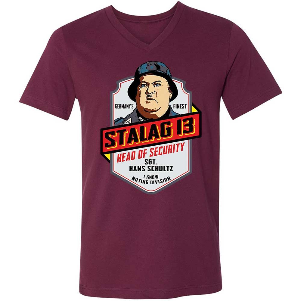 Unisex V-Neck T-Shirt - 7ATB43KP - Maroon - 14