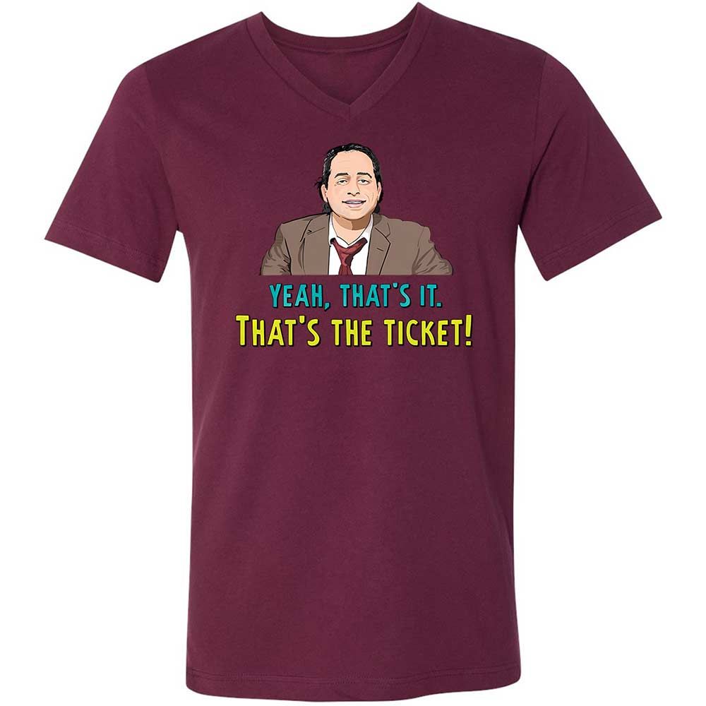 Unisex V-Neck T-Shirt - 65MAU7PS - Maroon - 14