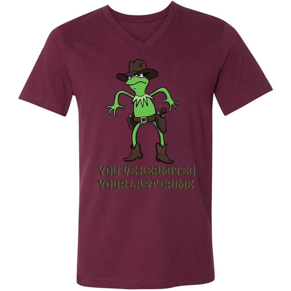 Unisex V-Neck T-Shirt - ZUWTAX6N - Maroon - 14