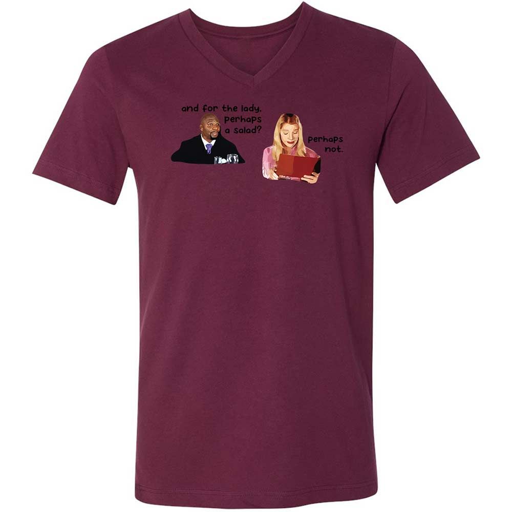 Unisex V-Neck T-Shirt - CBVWTR2Z - Maroon - 14