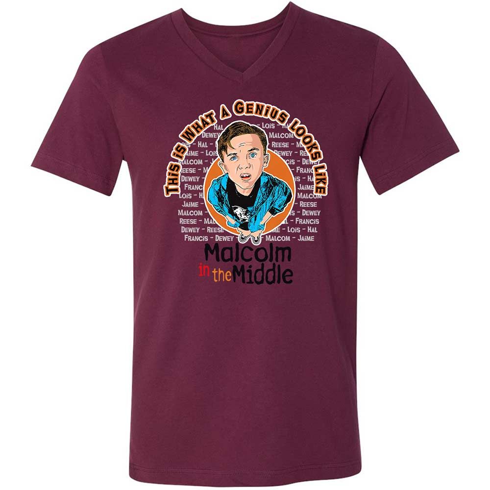 Unisex V-Neck T-Shirt - 2HJKEGH7 - Maroon - 14