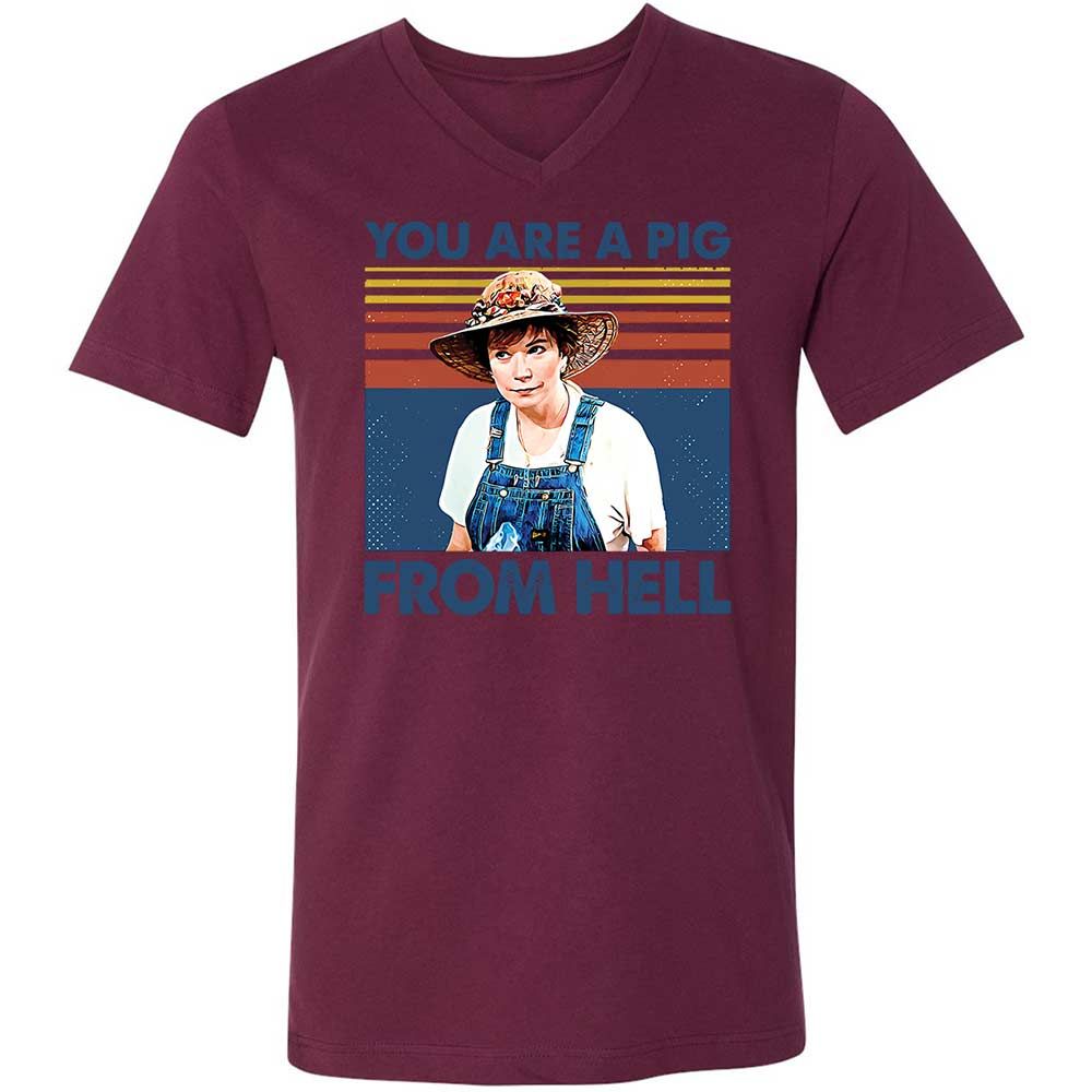 Unisex V-Neck T-Shirt - CZX9BV5W - Maroon - 14