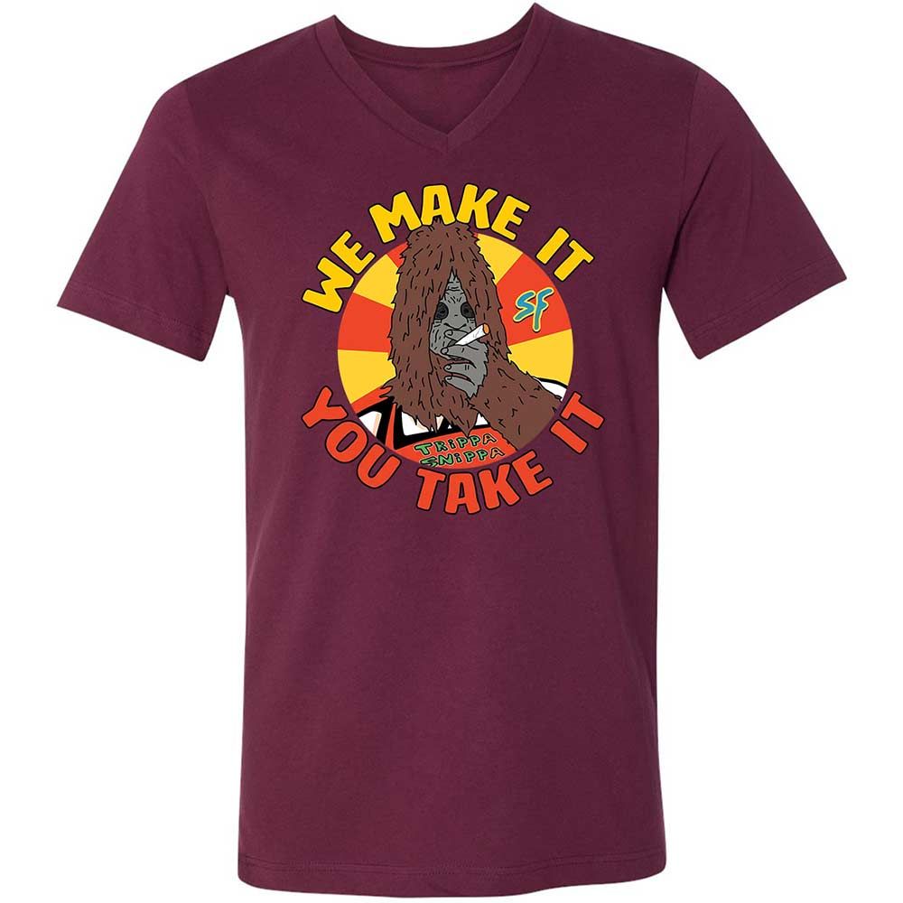 Unisex V-Neck T-Shirt - H43PUMHM - Maroon - 14