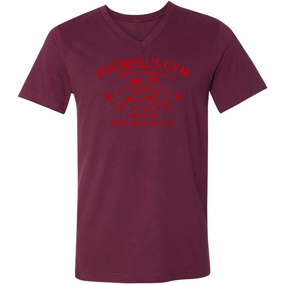 Unisex V-Neck T-Shirt - F72RK7BQ - Maroon - 14