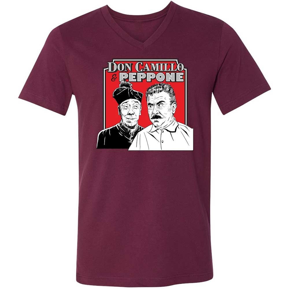 Unisex V-Neck T-Shirt - ELKB8KYS - Maroon - 14