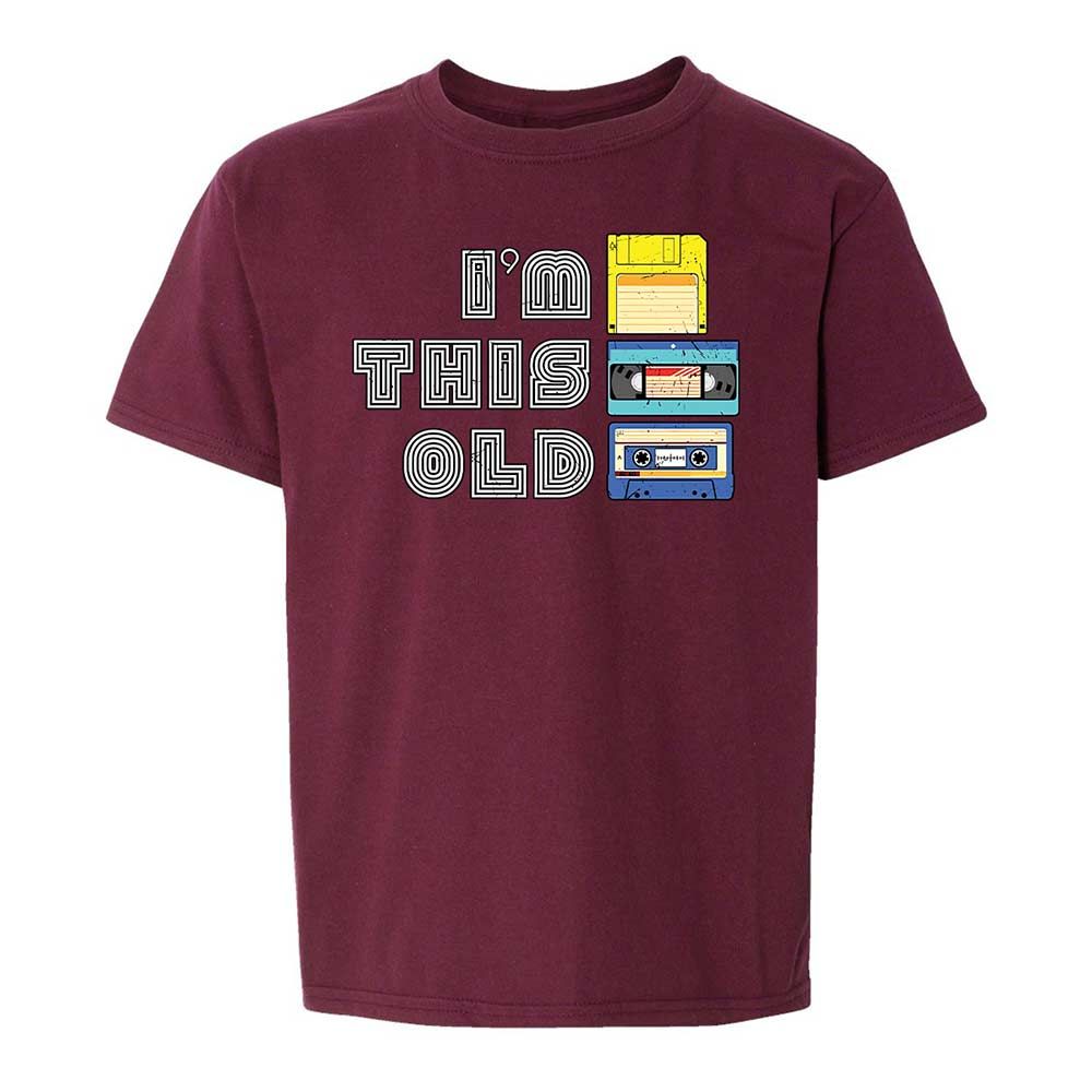 Kids T-Shirt - Black - Maroon - 14