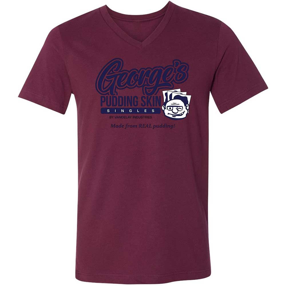 Unisex V-Neck T-Shirt - QMJLXYN4 - Maroon - 14