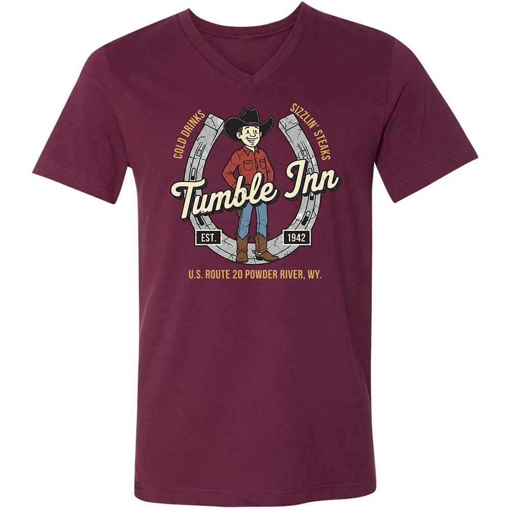 Unisex V-Neck T-Shirt - 65EF5G7D - Maroon - 14