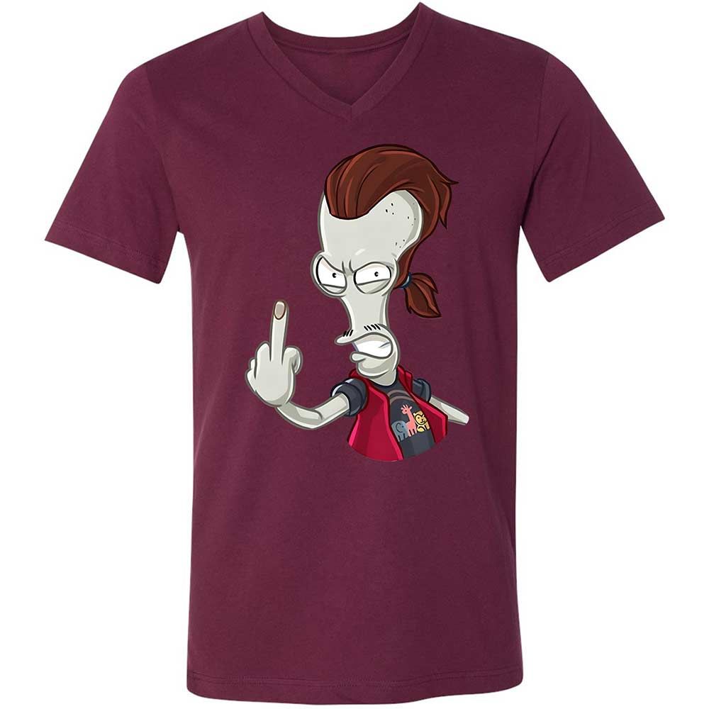 Unisex V-Neck T-Shirt - 9D53CTUE - Maroon - 14
