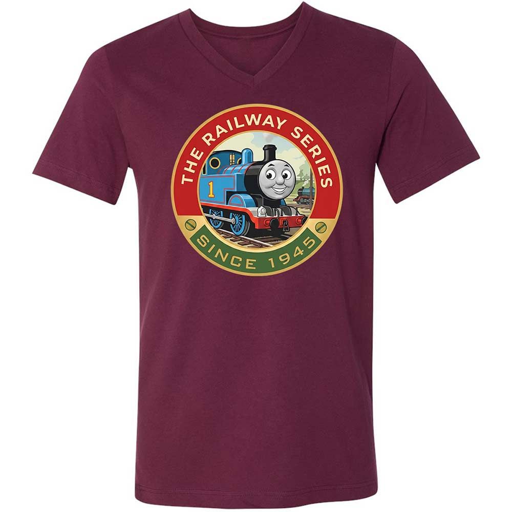 Unisex V-Neck T-Shirt - XJKM4V6F - Maroon - 14