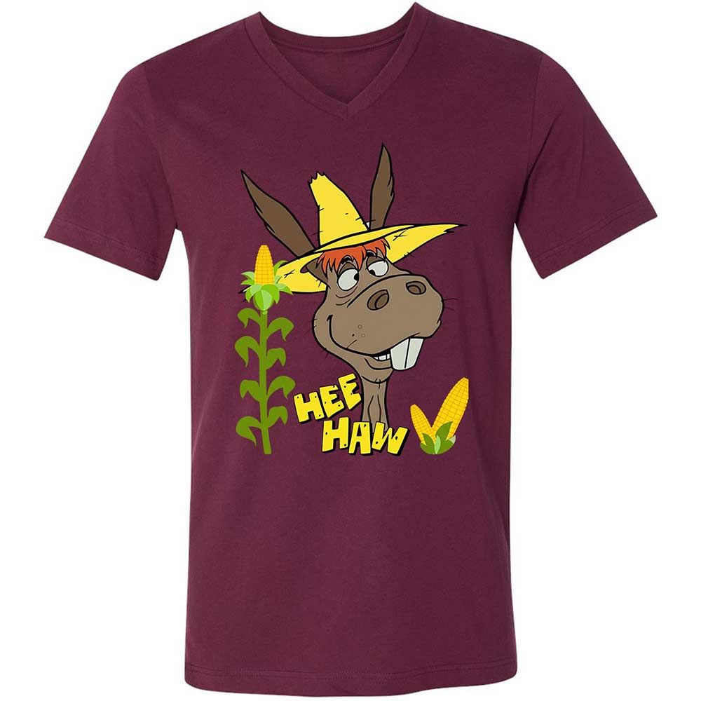 Unisex V-Neck T-Shirt - XDKT7B58 - Maroon - 14