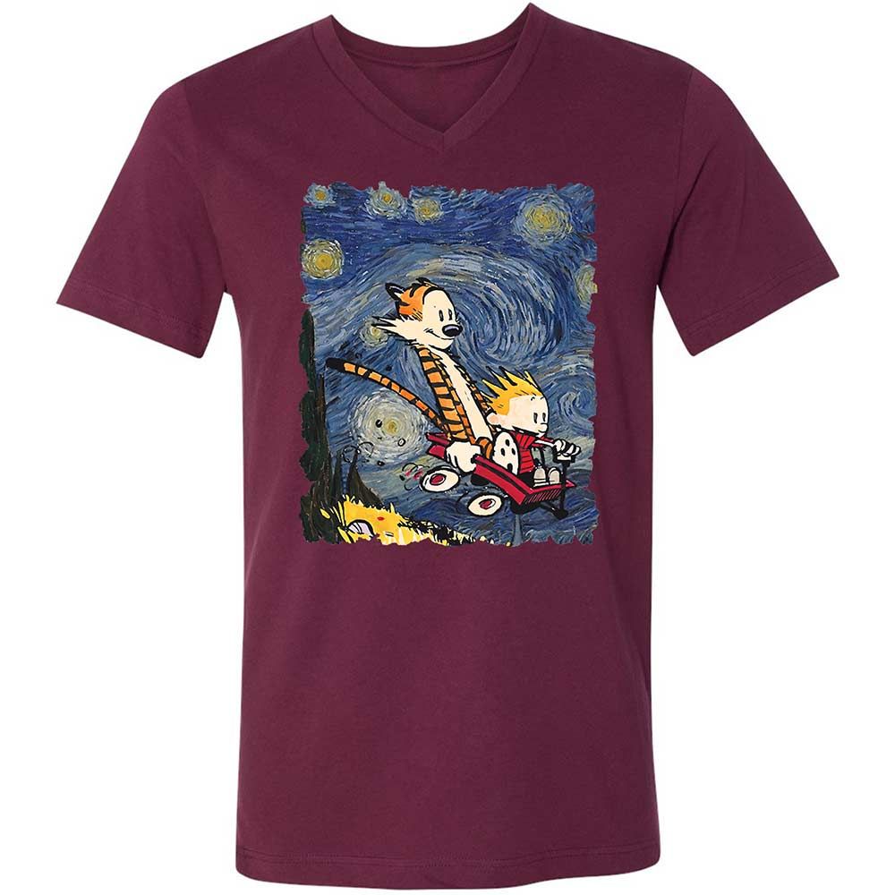 Unisex V-Neck T-Shirt - PDYASERS - Maroon - 14