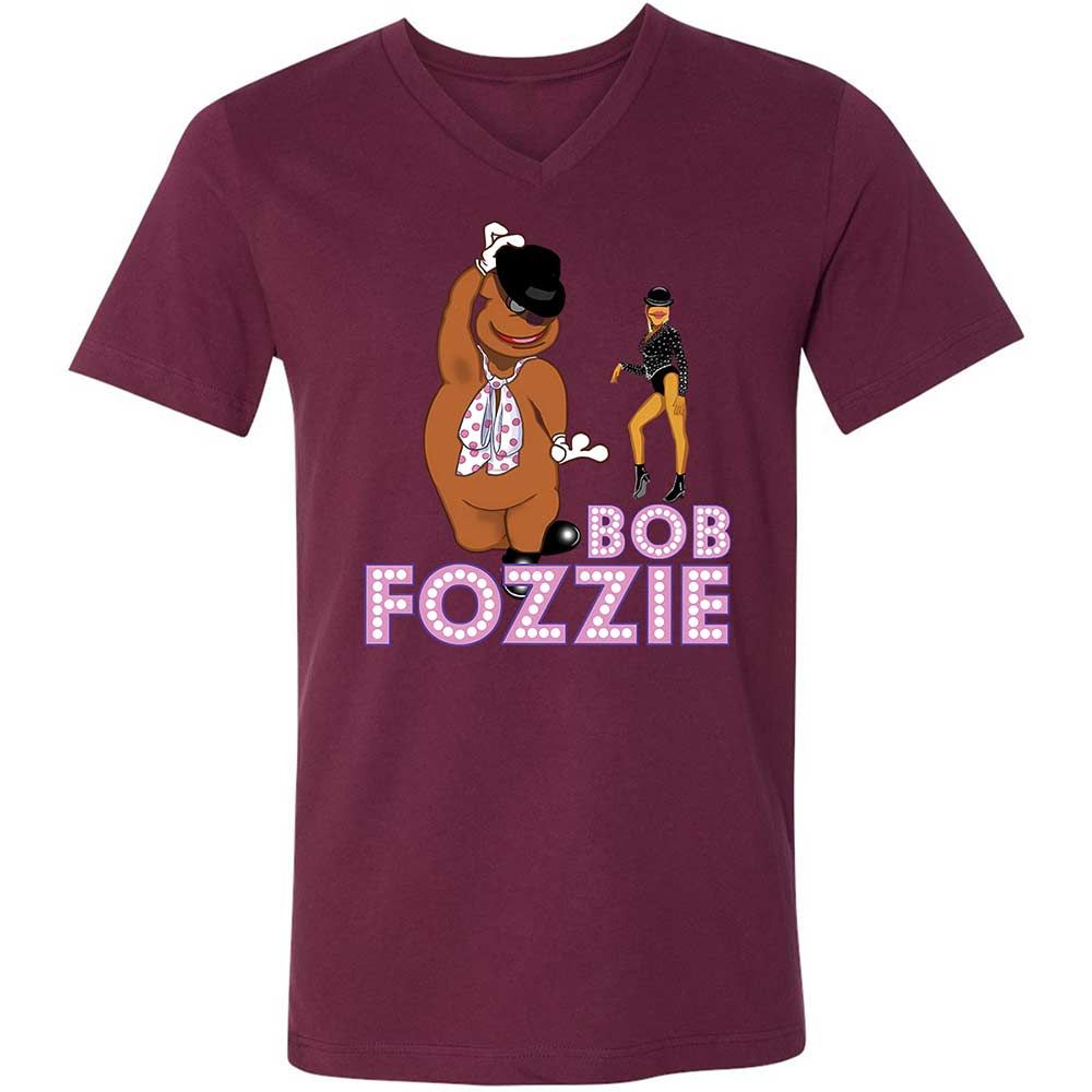 Unisex V-Neck T-Shirt - HTB5Q8WH - Maroon - 14