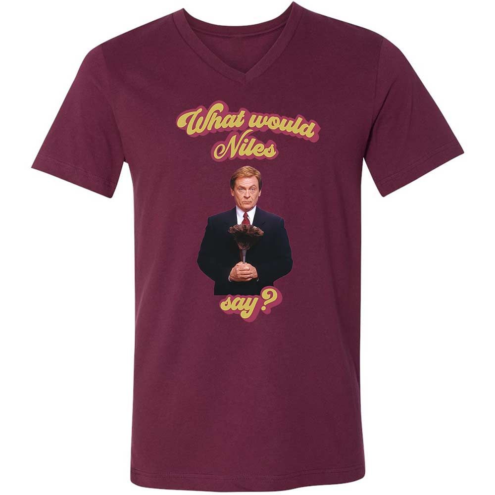Unisex V-Neck T-Shirt - Y1XXTTVB - Maroon - 14