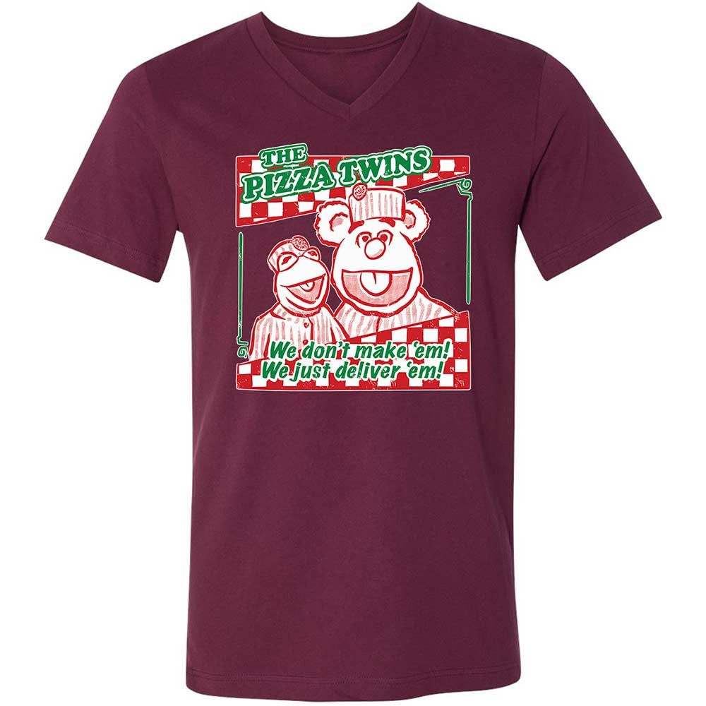 Unisex V-Neck T-Shirt - 7DL36N7L - Maroon - 14
