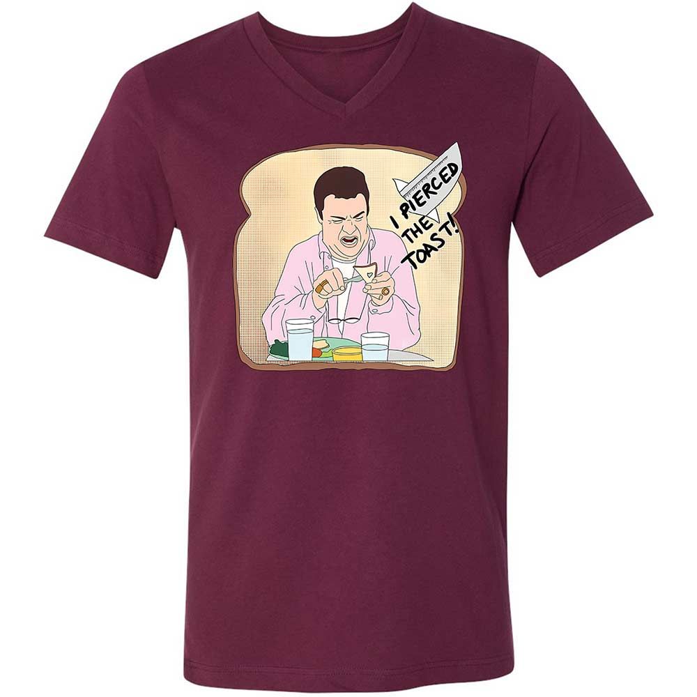 Unisex V-Neck T-Shirt - BRLLBDFF - Maroon - 14