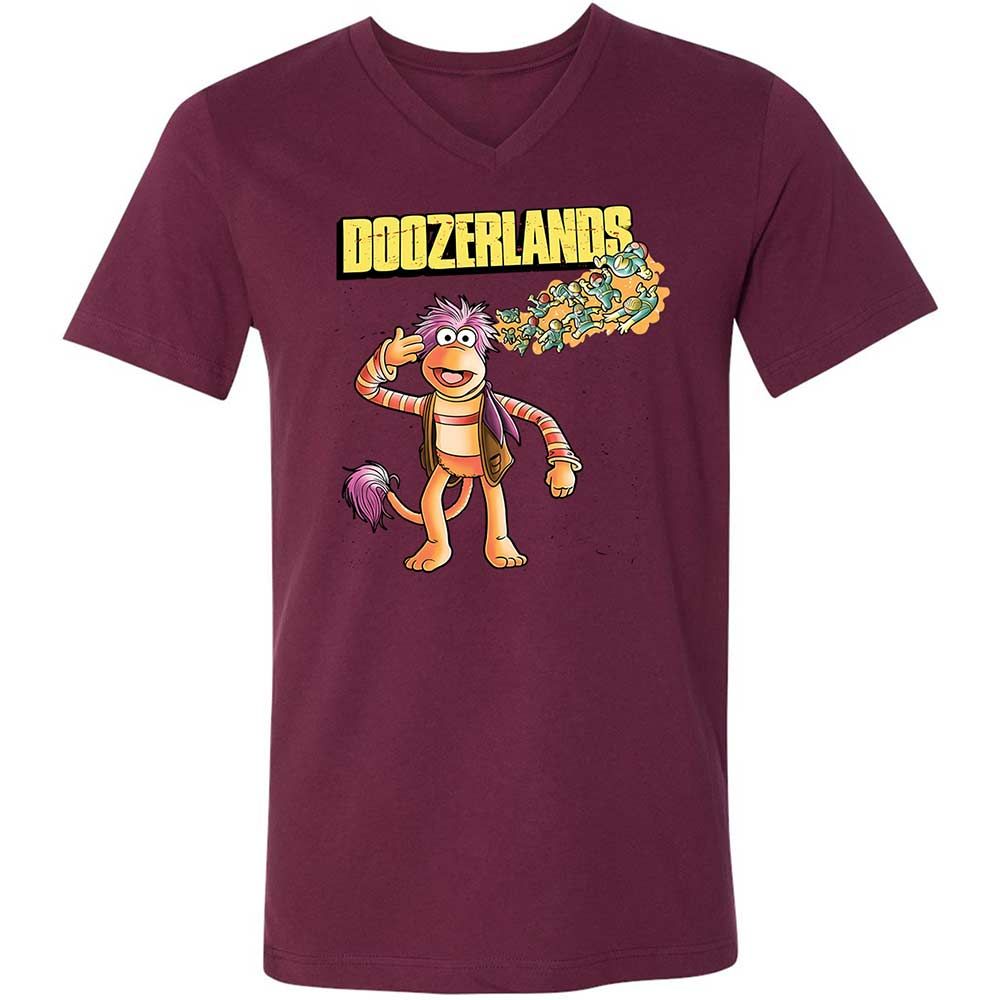 Unisex V-Neck T-Shirt - 3R6U3GJK - Maroon - 14