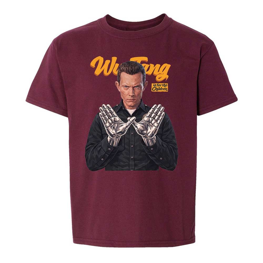 Kids T-Shirt - Black - Maroon - 14