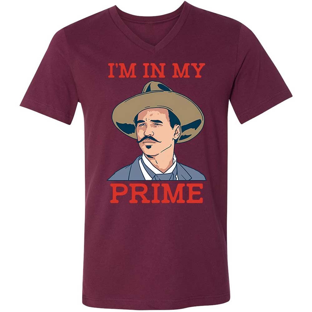 Unisex V-Neck T-Shirt - W8FH271Q - Maroon - 14
