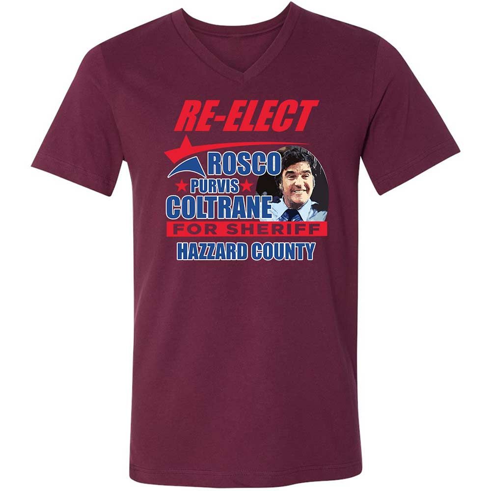 Unisex V-Neck T-Shirt - AMGQ7VWM - Maroon - 14