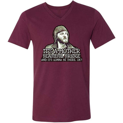 Unisex V-Neck T-Shirt - SF9JU4QY - Maroon - 14