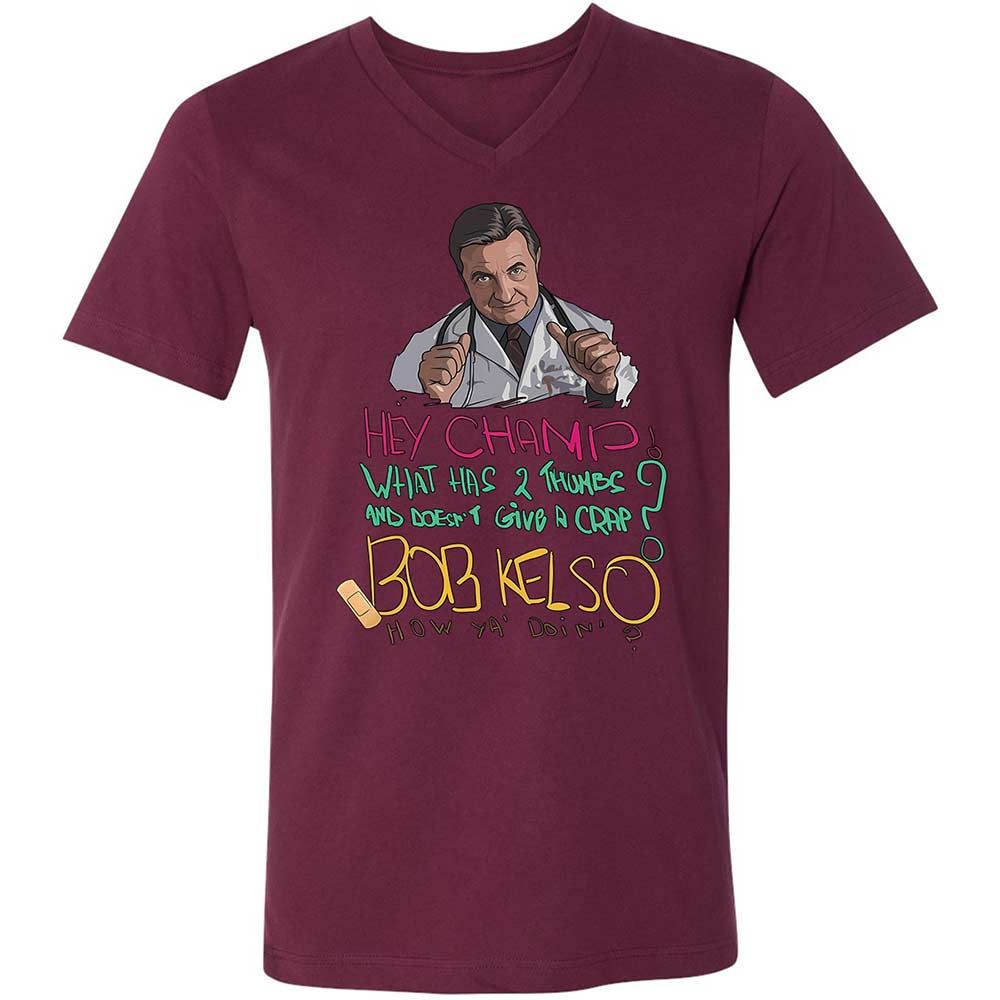 Unisex V-Neck T-Shirt - E8DT6LR6 - Maroon - 14