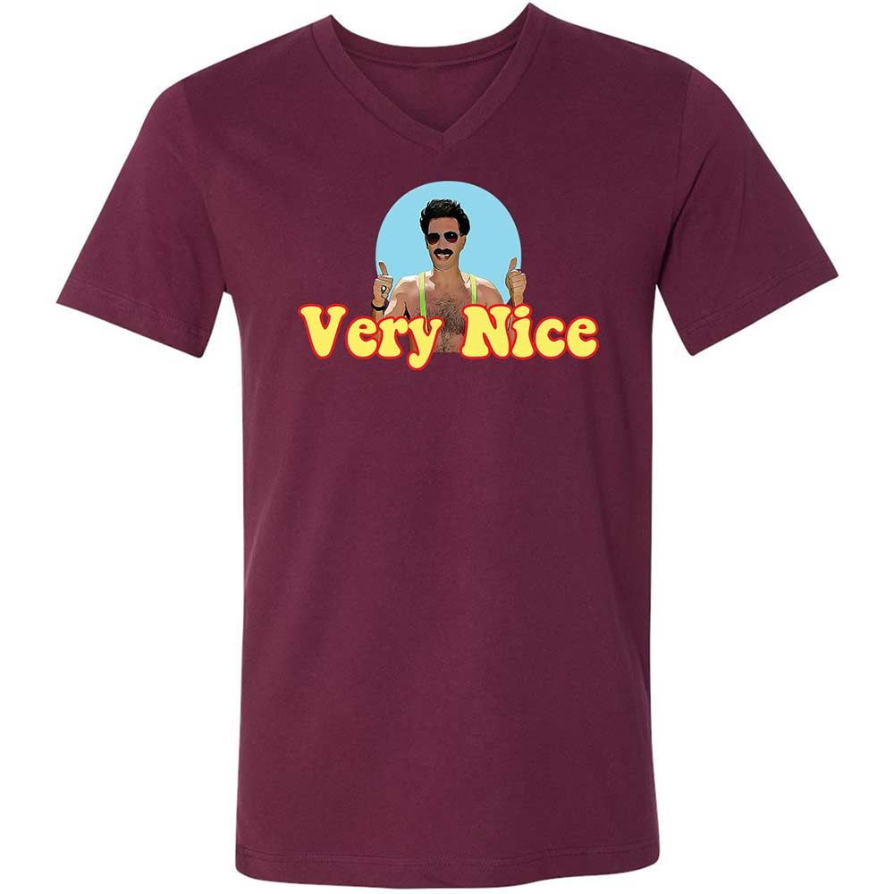 Unisex V-Neck T-Shirt - 26JEALWZ - Maroon - 14