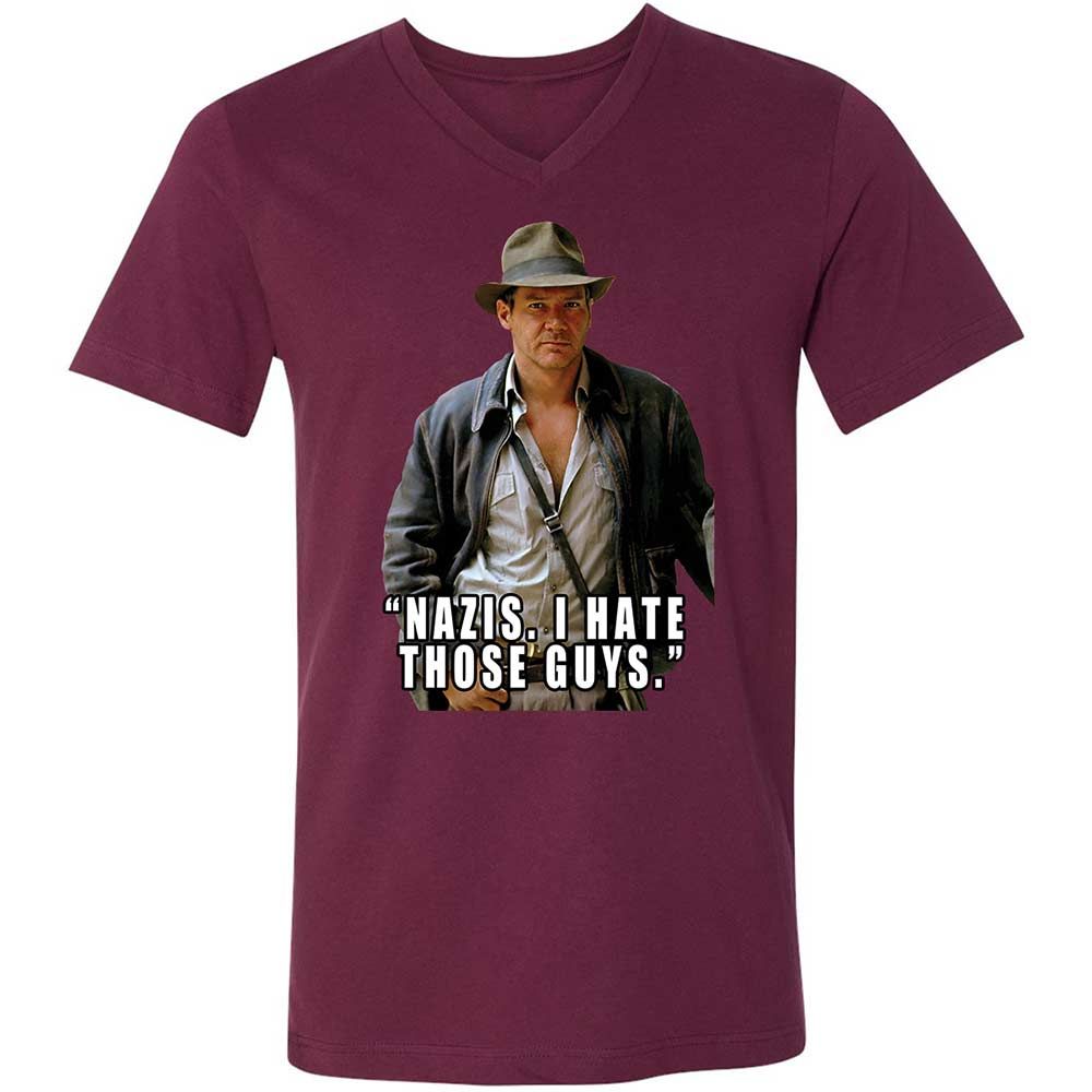 Unisex V-Neck T-Shirt - 6XPY7FB8 - Maroon - 14