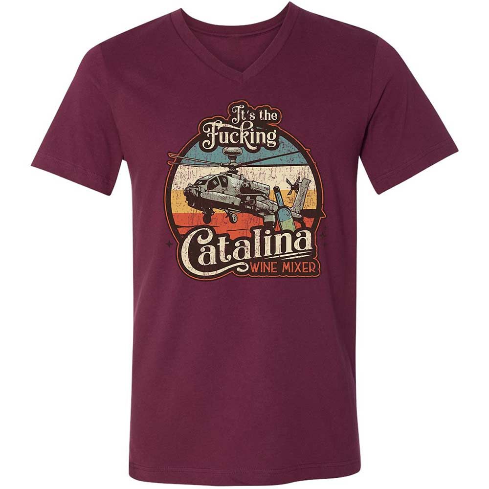 Unisex V-Neck T-Shirt - RTGQRCQB - Maroon - 14