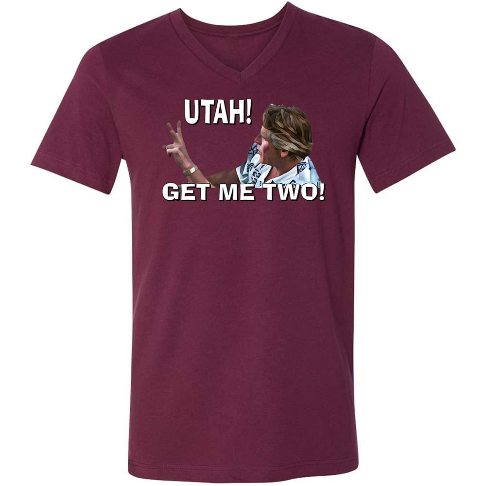 Unisex V-Neck T-Shirt - 4696MLQE - Maroon - 14