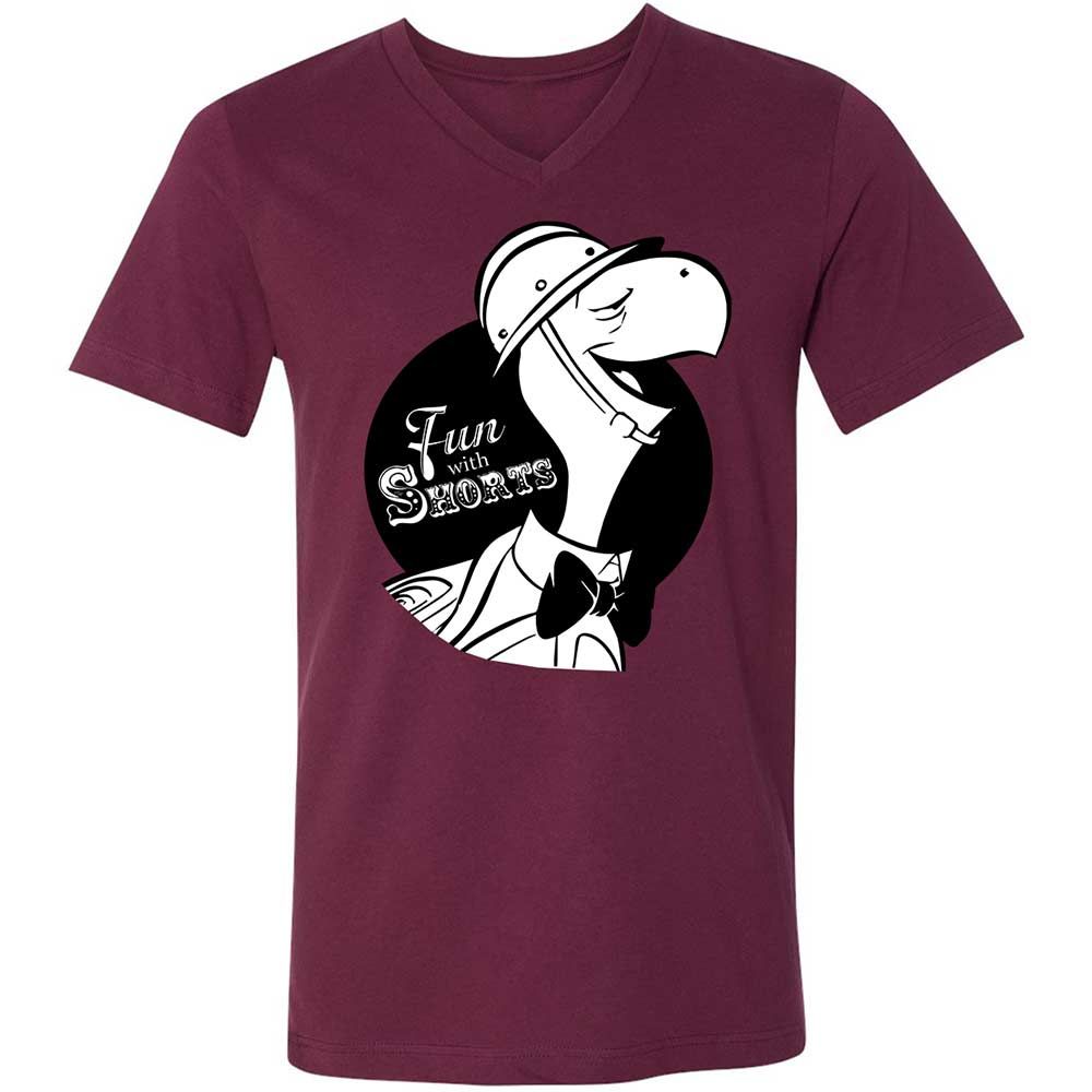 Unisex V-Neck T-Shirt - D68B4ZT9 - Maroon - 14