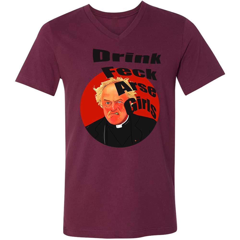 Unisex V-Neck T-Shirt - HTFWXHSP - Maroon - 14