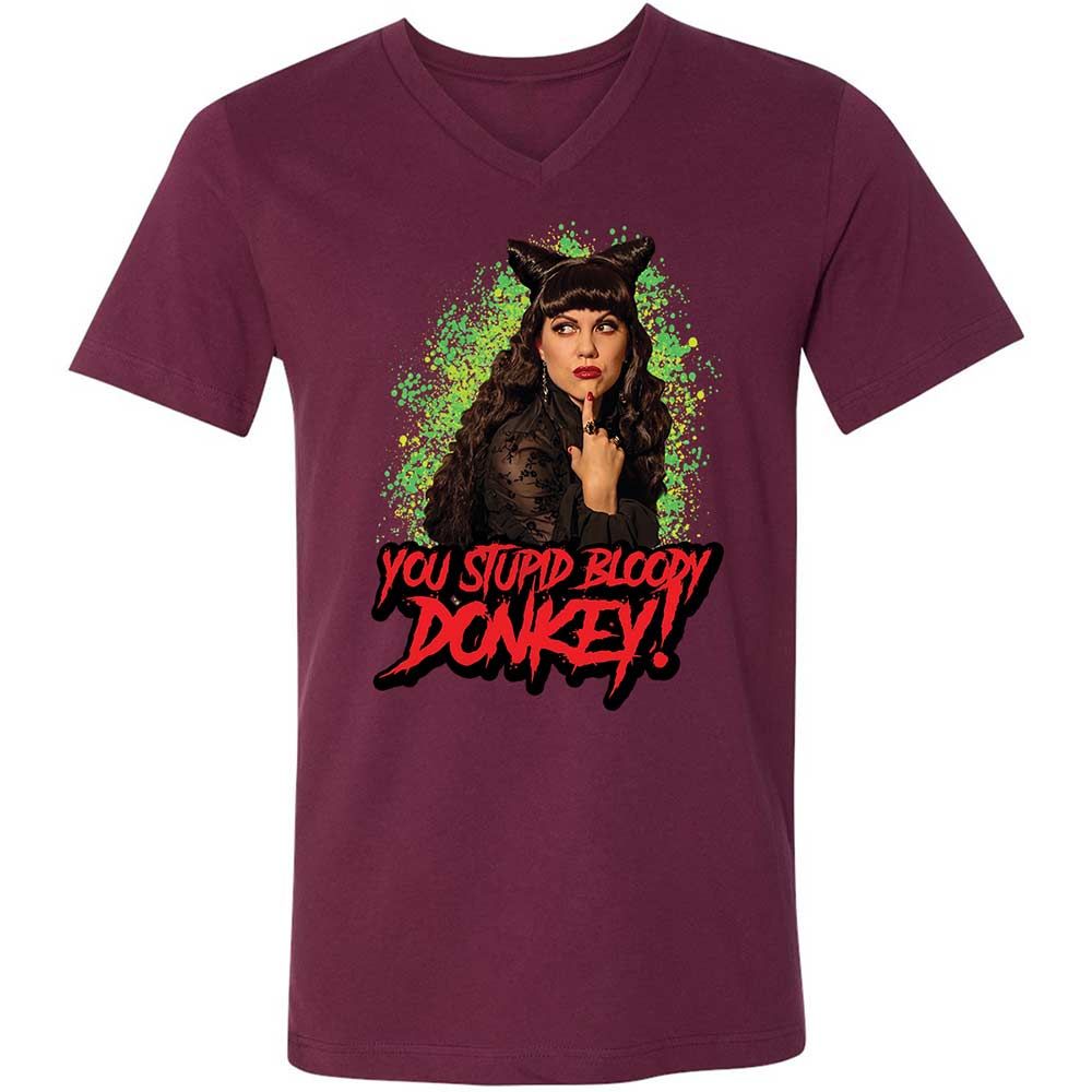 Unisex V-Neck T-Shirt - HX5DU2ZS - Maroon - 14