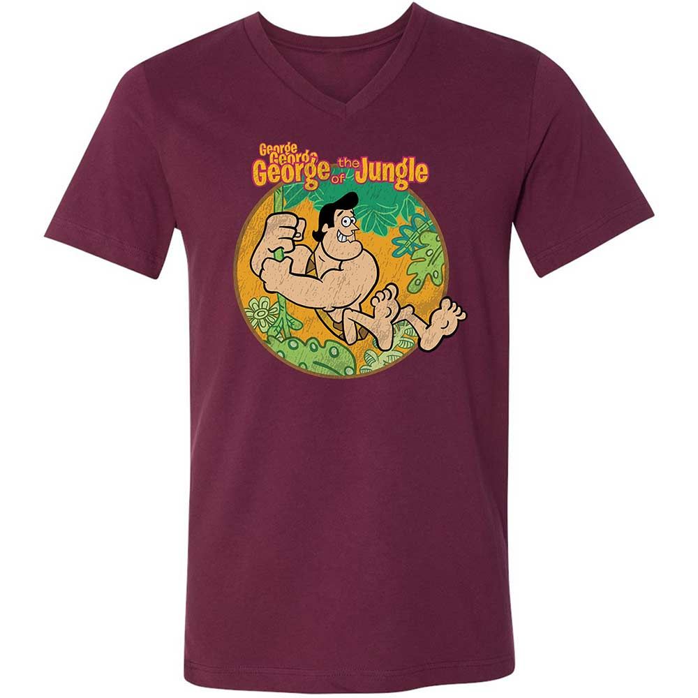 Unisex V-Neck T-Shirt - CK6KDF6D - Maroon - 14