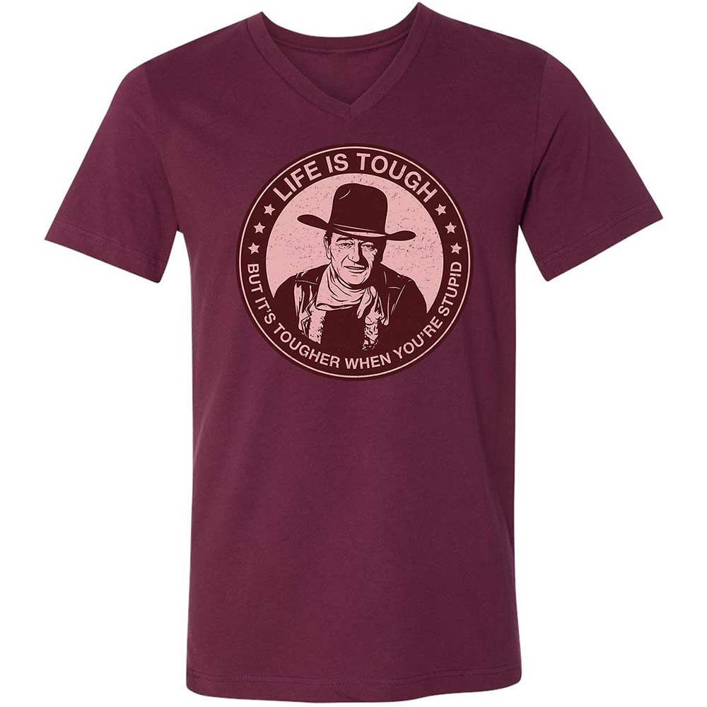 Unisex V-Neck T-Shirt - YRARH1BQ - Maroon - 14