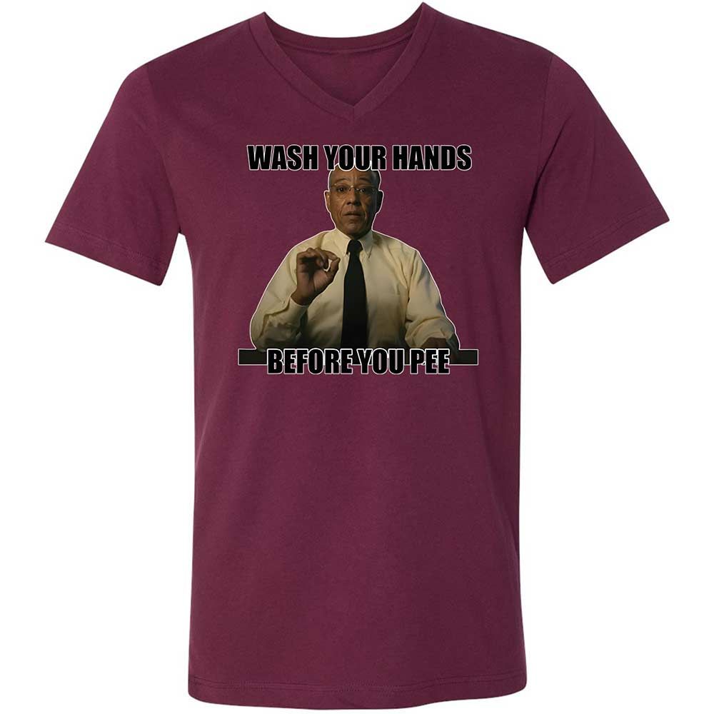 Unisex V-Neck T-Shirt - C2U7RHMR - Maroon - 14