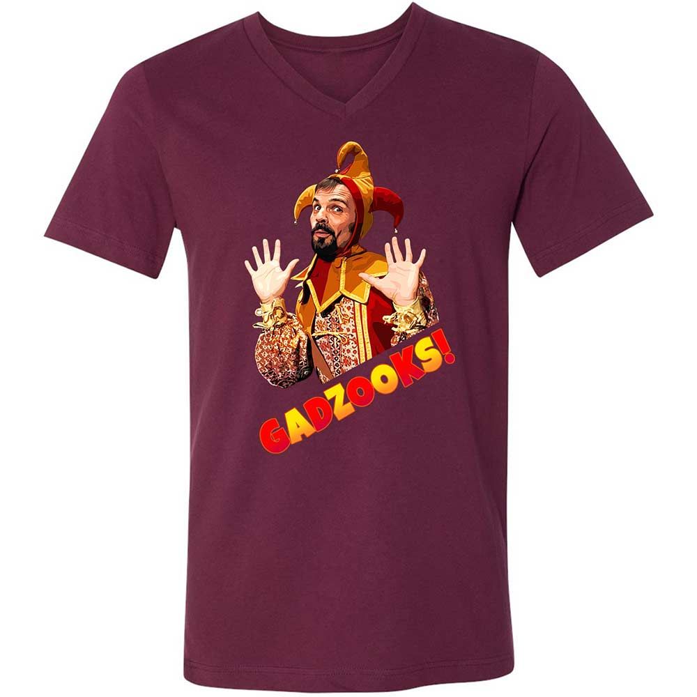 Unisex V-Neck T-Shirt - U8NDSKK3 - Maroon - 14