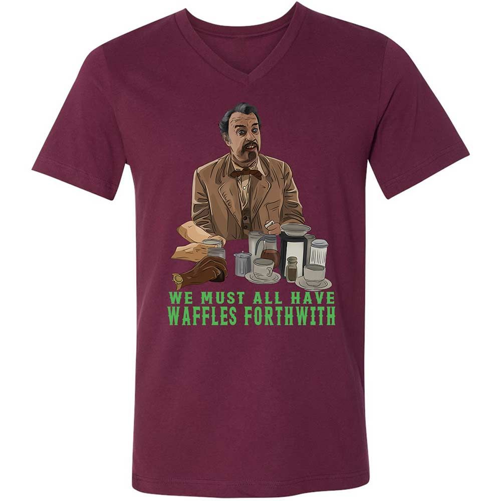 Unisex V-Neck T-Shirt - S9KFU46Y - Maroon - 14