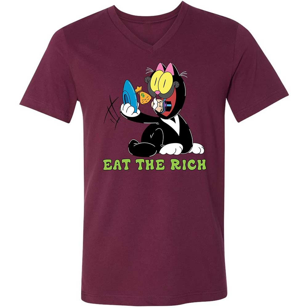 Unisex V-Neck T-Shirt - 8HVVUXP4 - Maroon - 14