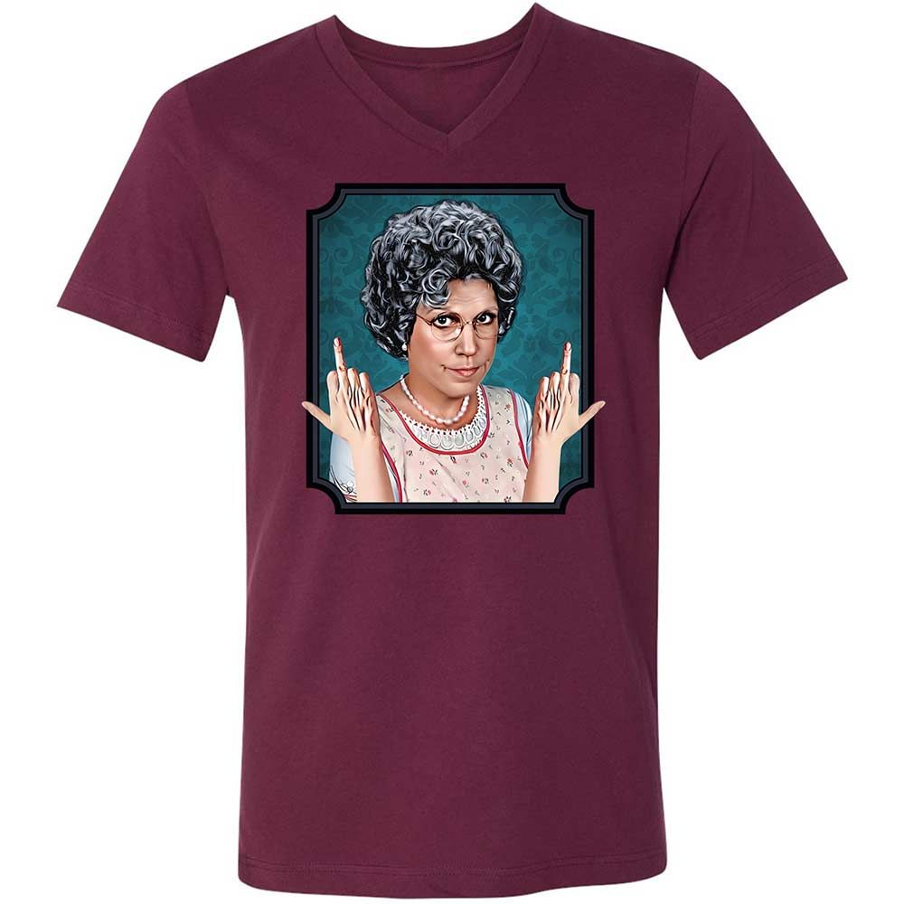 Unisex V-Neck T-Shirt - 16XTM261 - Maroon - 14