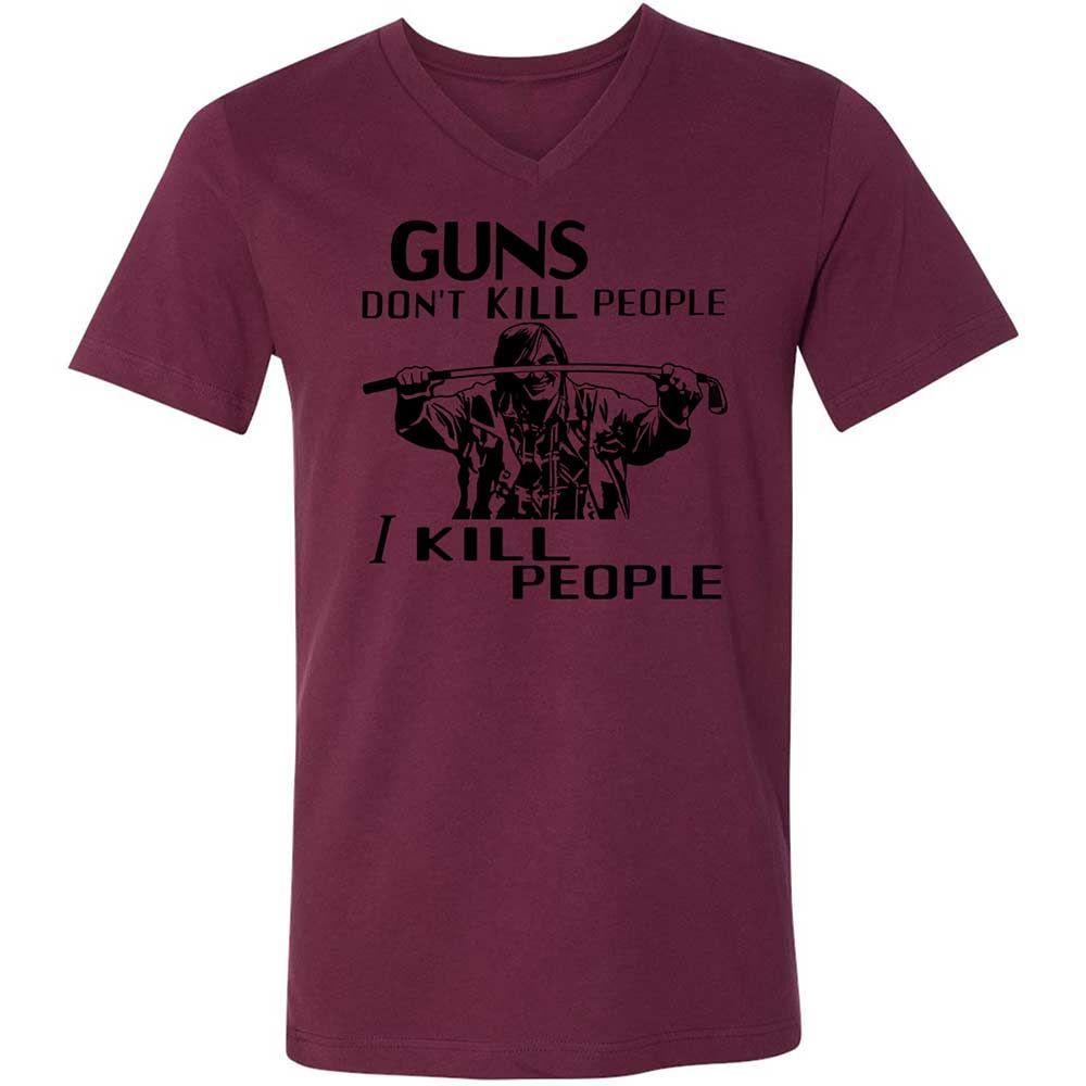 Unisex V-Neck T-Shirt - F37QJMZP - Maroon - 14