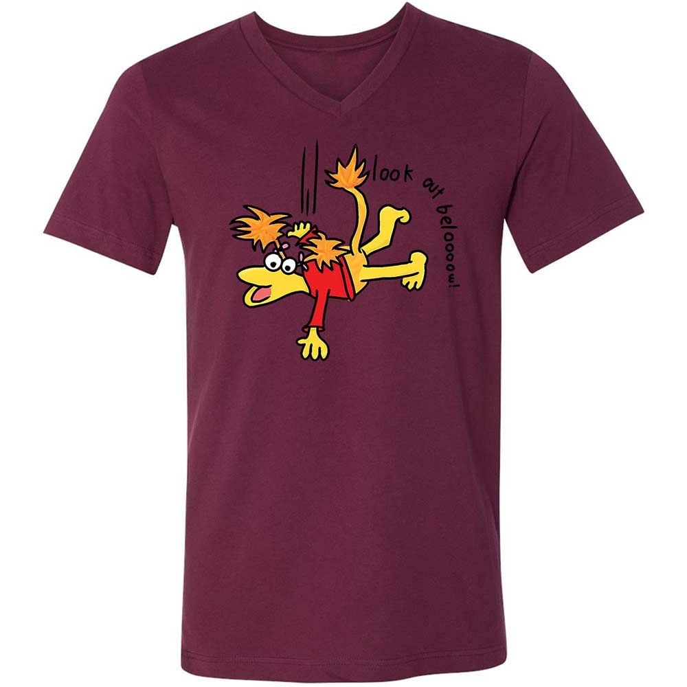 Unisex V-Neck T-Shirt - AL9FUKSR - Maroon - 14