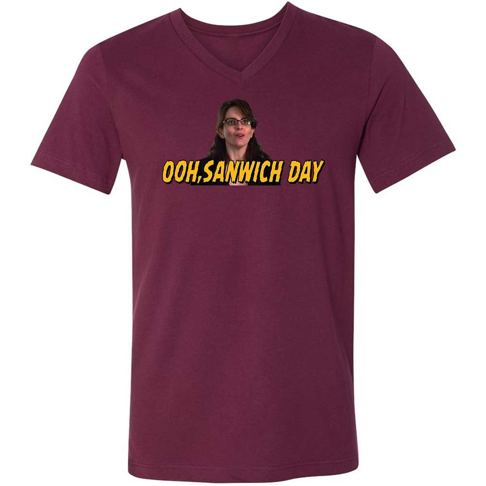 Unisex V-Neck T-Shirt - 48DX2SFB - Maroon - 14
