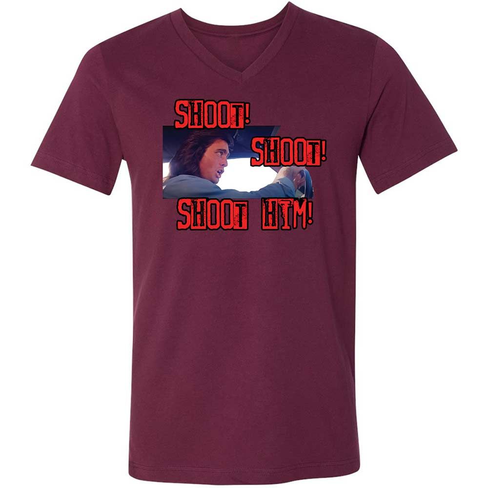 Unisex V-Neck T-Shirt - V51U6G3Y - Maroon - 14