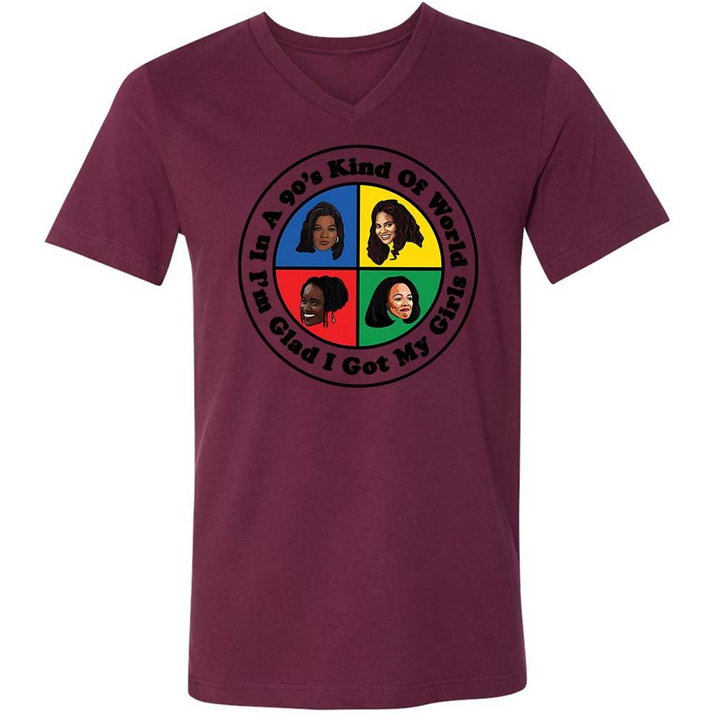 Unisex V-Neck T-Shirt - S46J1YTM - Maroon - 14