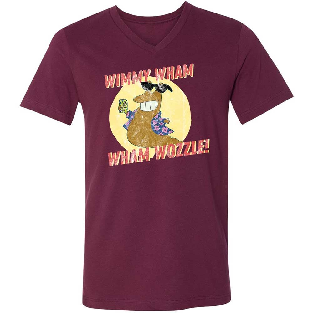 Unisex V-Neck T-Shirt - QJLGWT5A - Maroon - 14