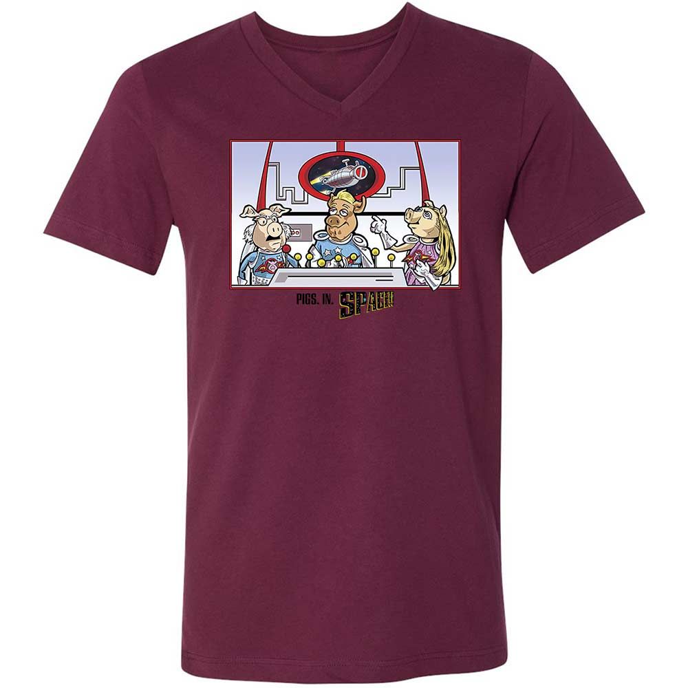 Unisex V-Neck T-Shirt - 1RYZ9RDN - Maroon - 14