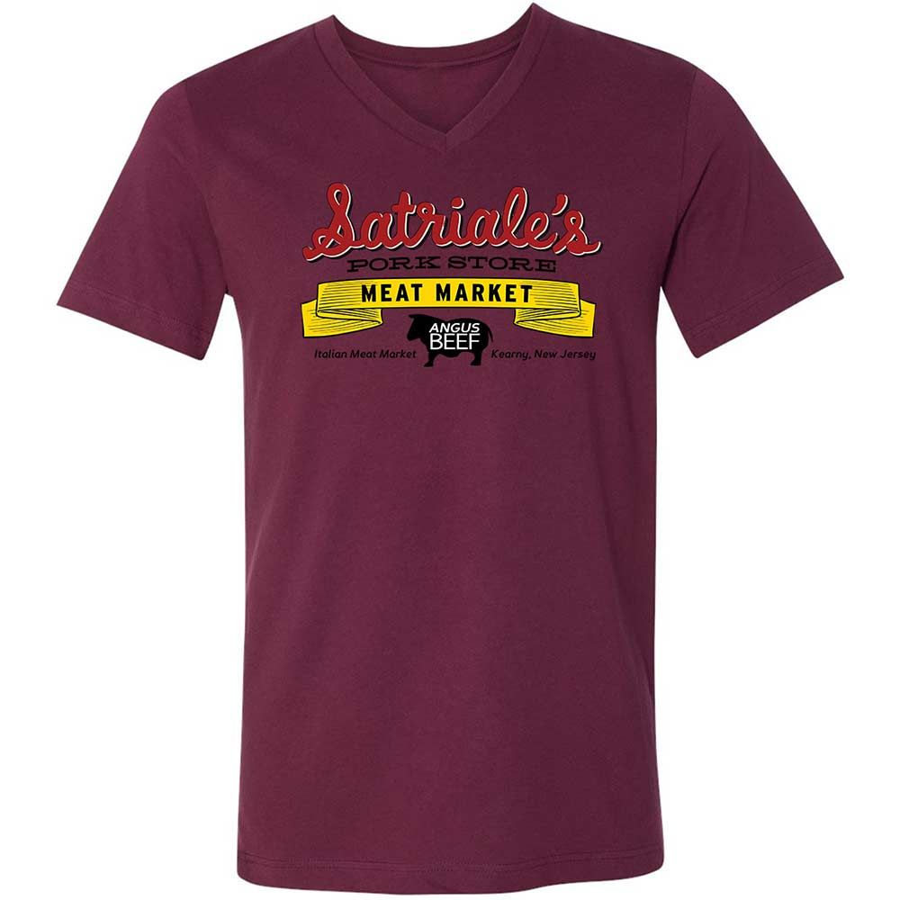 Unisex V-Neck T-Shirt - 7YVHJUXG - Maroon - 14